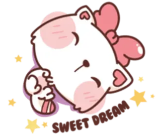 😴 고양이, 귀여운, 카와이, 스티커, 분홍색, 동물 telegram sticker