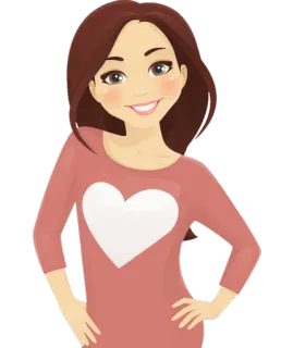 😍 Cartoon, Mädchen, Herz, Liebe whatsapp sticker