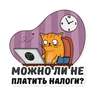 🤪 МОЖНО ЛИ НЕ ПЛАТИТЬ НАЛОГИ? gatto, laptop, domanda, tasse, cartoni animati, lavoro, umorismo, finanza telegram sticker