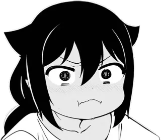 🥺 Anime, Manga, Oreilles de chat, En colère, Noir et blanc telegram sticker