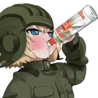 🍸 Tanya Degurechaff Saga of Tanya the Evil Аниме, Манга, Военные, Солдат, Пьющий, Бутылка, Таня Дегуршафф, Сага о Тане Злой telegram sticker