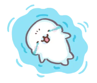 💝 foca, chorando, triste, desenho animado, água telegram sticker