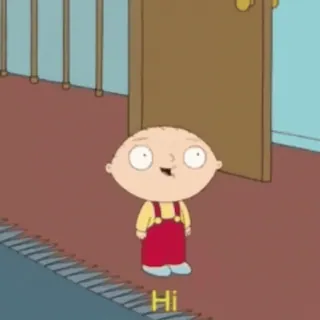 👋 Stewie Griffin Family Guy Hi bébé, dessin animé, animation, salutation, amical whatsapp sticker