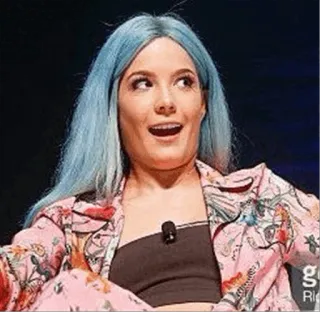 😐 Halsey นักร้อง, นักดนตรี, ภาพเหมือน, คนดัง, ผมสีฟ้า, ป๊อปสตาร์ telegram sticker