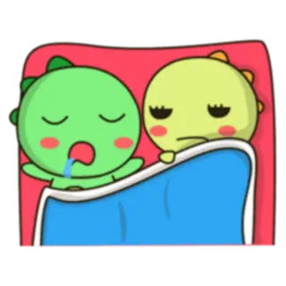 💤 dinosauro, dormire, cartone animato, letto, carino, kawaii whatsapp sticker
