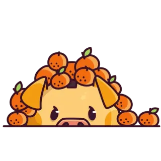 🍊 porco, laranja, fruta, fofo, animal whatsapp sticker