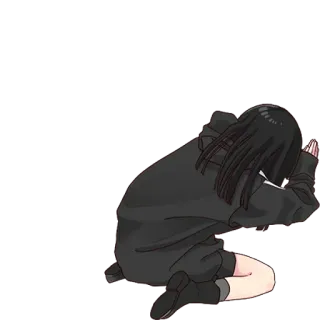 🖤 triste, anime, manga, chica, llorando, deprimida, emo, sola telegram sticker