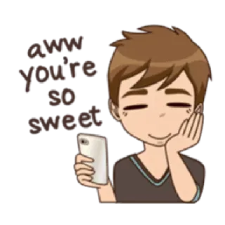 😚 aww you're so sweet carino, dolce, ragazzo, telefono, chibi telegram sticker