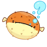 ❓ Kugelfisch, Fisch, Frage, Denken, Cartoon, Tier whatsapp sticker