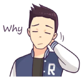 😓 Why cartoon, man, expression, thinking, sticker, pose telegram sticker