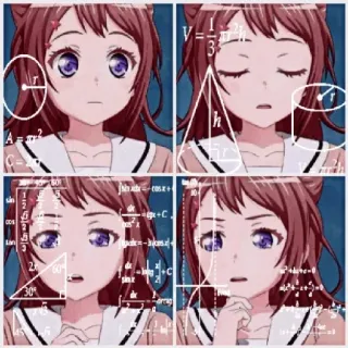 🤔 anime, ragazza, confusa, matematica, equazioni telegram sticker