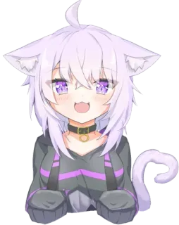😍 anime girl, cat ears, purple, anime, cute telegram sticker