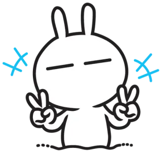 ✌️ conejo, paz, lindo, pegatina, dibujos animados, conejito telegram sticker