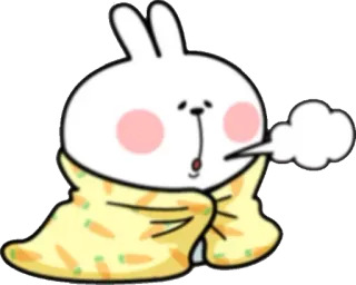 😣 rabbit, bunny, cold, wrapped, blanket, cartoon, cute telegram sticker