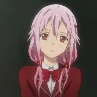 🍧 Inori Yuzuriha Guilty Crown anime, postać, kreskówka, różowe włosy, dziewczyna, mundurek szkolny telegram sticker