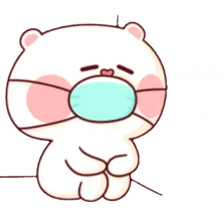 😩 медведь, милый, грустный, медицинская маска, мультфильм, животное telegram sticker