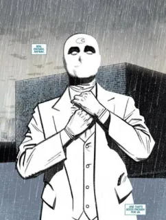 ⚛ Moon Knight EVEN BAD RAIN. ANYWAY. AND THAT'S GOOD ENOUGH FOR US. Quadrinhos, Super-herói, Lua, Cavaleiro, Traje telegram sticker