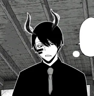 👹 Anime, Manga, Cornes, Formel, Noir et blanc, Personnage telegram sticker