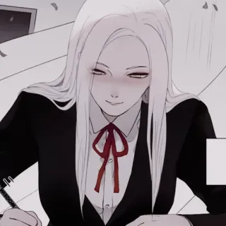 🥡 Anime, Donna, Ragazza, Uniforme, Scrittura, Cartone animato telegram sticker