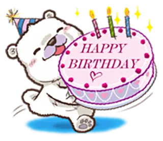 🎂 HAPPY BIRTHDAY sinh nhật, bánh, gấu, lễ kỷ niệm, tiệc, dễ thương, lời chào whatsapp sticker
