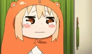 🙂 Umaru Doma Himouto! Umaru-chan 애니메이션, 우마루, 귀여운, 카와이, 후드티, 우는, 슬픈 whatsapp sticker