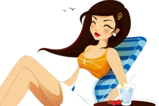 ⬅️ donna, relax, spiaggia, sole, cocktail whatsapp sticker