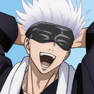 🤭 Satoru Gojo Jujutsu Kaisen anime, Gojo, Jujutsu Kaisen, personagem, sorrindo telegram sticker