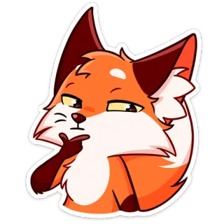 🤔 zorro, animal, dibujos animados, pensando, lindo, naranja, guiñando telegram sticker