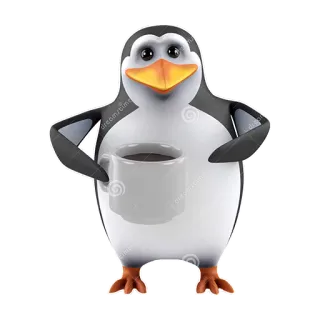 ☕ chim cánh cụt, cà phê, động vật, chim, dễ thương telegram sticker