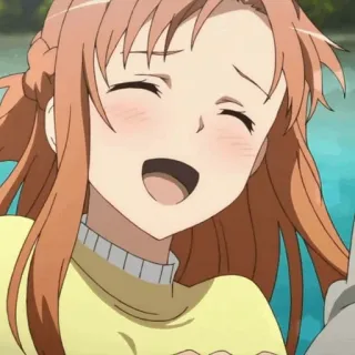 🧡 Asuna Yuuki Sword Art Online アニメ, 笑顔, 幸せ, キャラクター, ソードアート・オンライン, アスナ, ユウキ telegram sticker