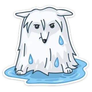 😓 chien, mouillé, pluie, triste, animal, dessin animé telegram sticker