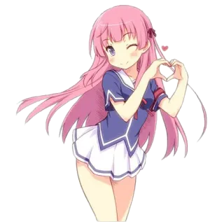 ❤ Anime, Mädchen, pinke Haare, Herz, süß, kawaii, Manga whatsapp sticker