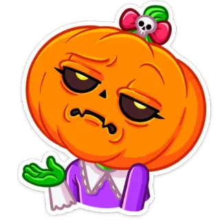 ❓ zucca, halloween, adesivo, cartone animato, personaggio, carino, arancione, fiocco telegram sticker