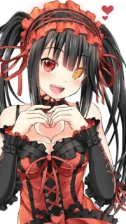 ❤️ Kurumi Tokisaki Date A Live Anime, Chica, Linda, Rojo, Corazón, Kawaii whatsapp sticker