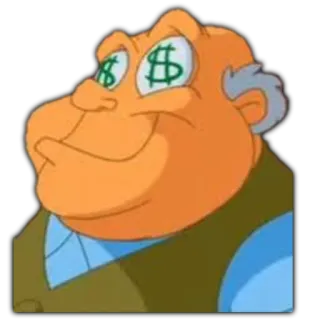 🤑 cartoni animati, simboli dollaro, avidità, vecchio, soldi, occhi telegram sticker