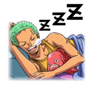 😴 Zoro One Piece anime, sleeping, fish, character telegram sticker