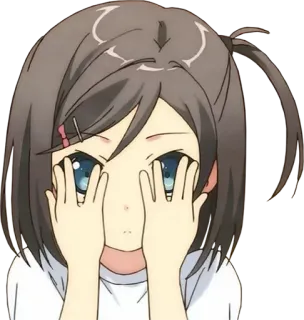 ☺️ Fille anime, Caché, Timide, Mignon, Dessin animé telegram sticker