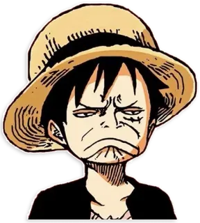 ☹ Monkey D. Luffy One Piece Anime, Manga, One Piece, Luffy, Sombrero de paja, Dibujos animados telegram sticker