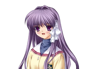 😳 Anime, Dziewczyna, Fioletowe włosy, Mundur szkolny, Słodka telegram sticker