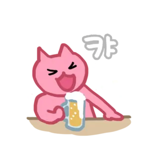 🍺 캬 gato, bebiendo, cerveza, brindis, celebración, dibujos animados, rosa telegram sticker