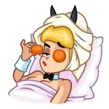 😑 мультик, зайчик, сонный, пижама, расслабление, милый telegram sticker
