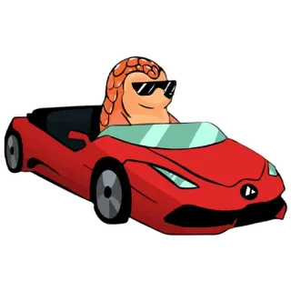 😎 pangolín, coche, guay, gafas de sol, conduciendo, dibujos animados whatsapp sticker