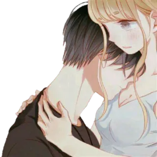 🤗 Аниме, Объятие, Пара, Романтика, Любовь telegram sticker