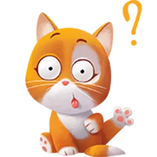 😳 gato, animal, pegatina, dibujo animado, lindo, divertido, naranja, mascota telegram sticker