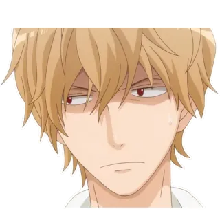 😕 anime, character, blond hair, male, manga, sticker whatsapp sticker