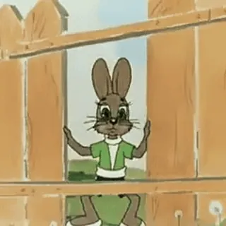 🐰 cartoon, rabbit, fence, animal telegram sticker