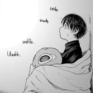 🐾 sob, uuh, sniffle..., Uuuh... triste, piangere, anime, manga, bambino, coperta whatsapp sticker