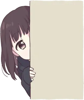 👀 Anime meisje, Gluren, Leuk, Cartoon, Illustratie whatsapp sticker