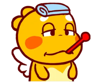 🌝 больной, плохо, жар, термометр, мультфильм, животное whatsapp sticker