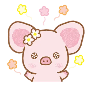 😵 cerdo, flor, animal, lindo, dibujos animados, kawaii telegram sticker